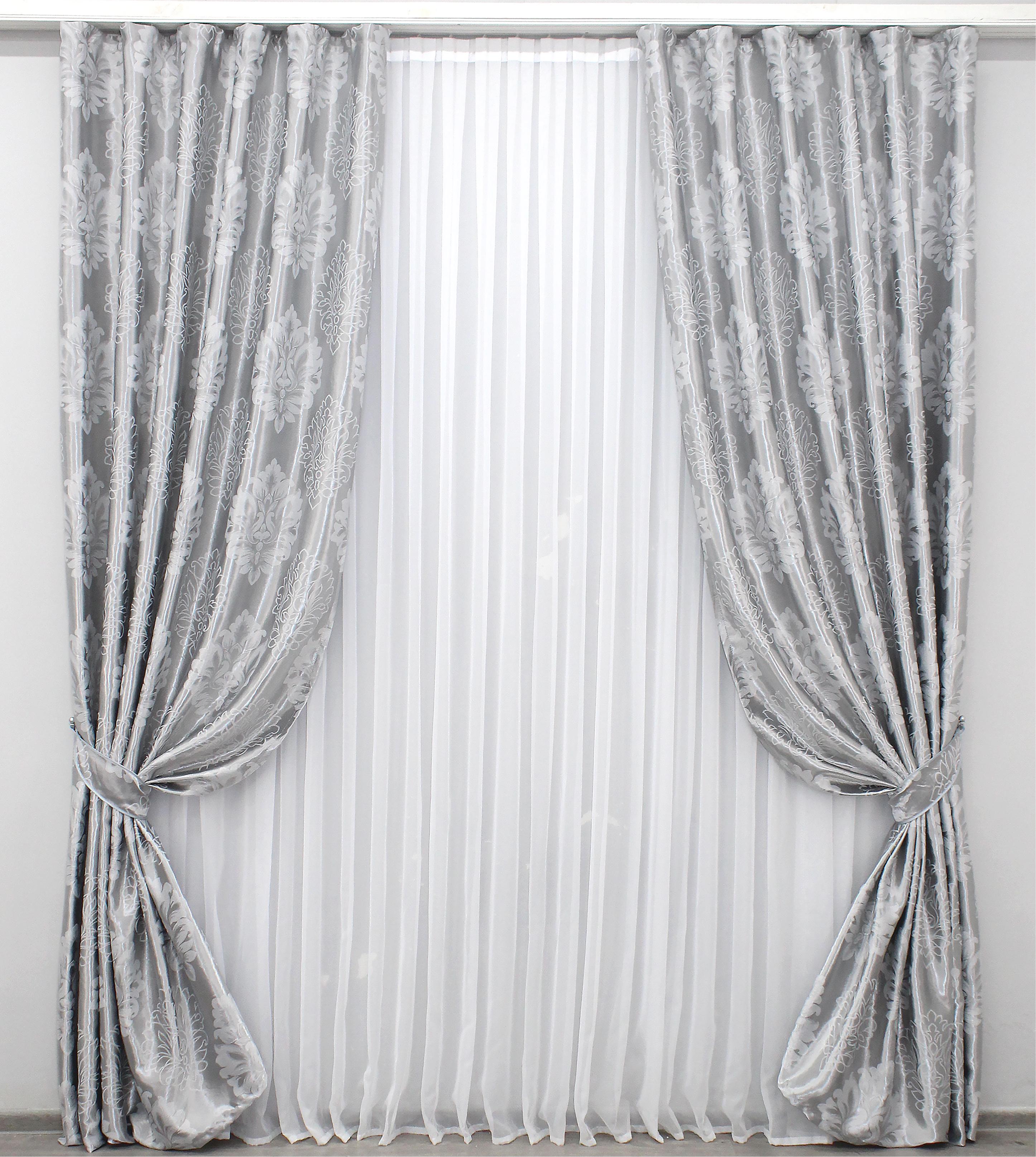 Комплект штор VR-Textil Корона № 1277ш А 100х270 см 2 шт. Серый (31-530)