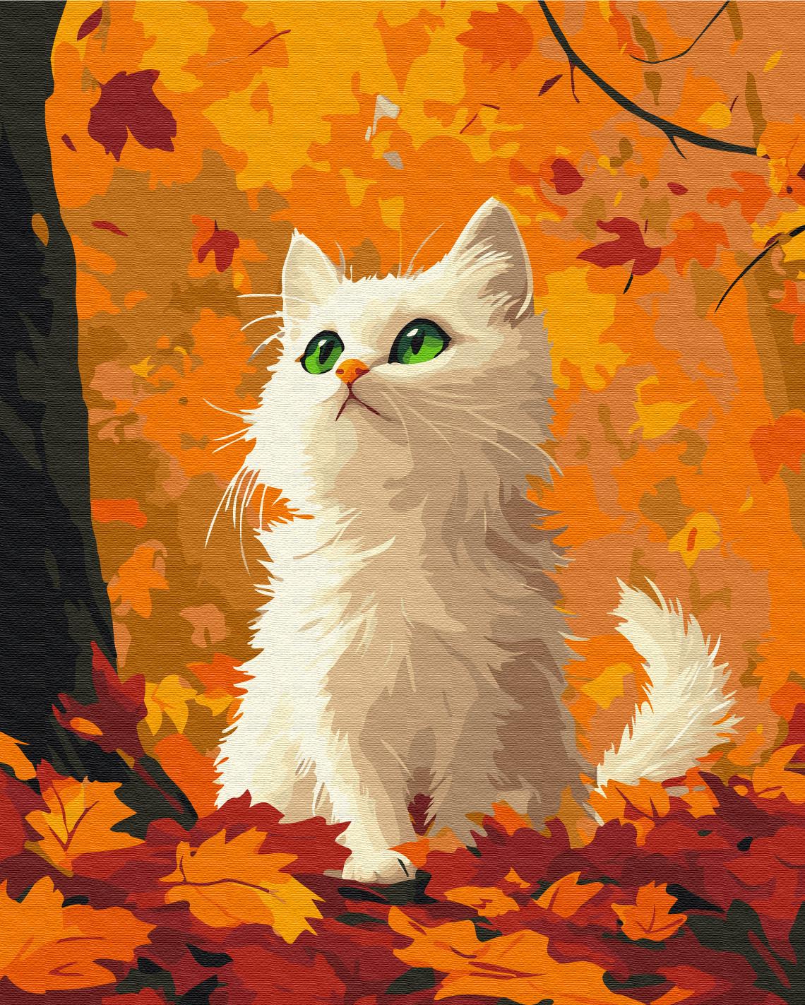 Картина по номерам Brushme Кошка в опавших листьях 40x50 см (BS54180)