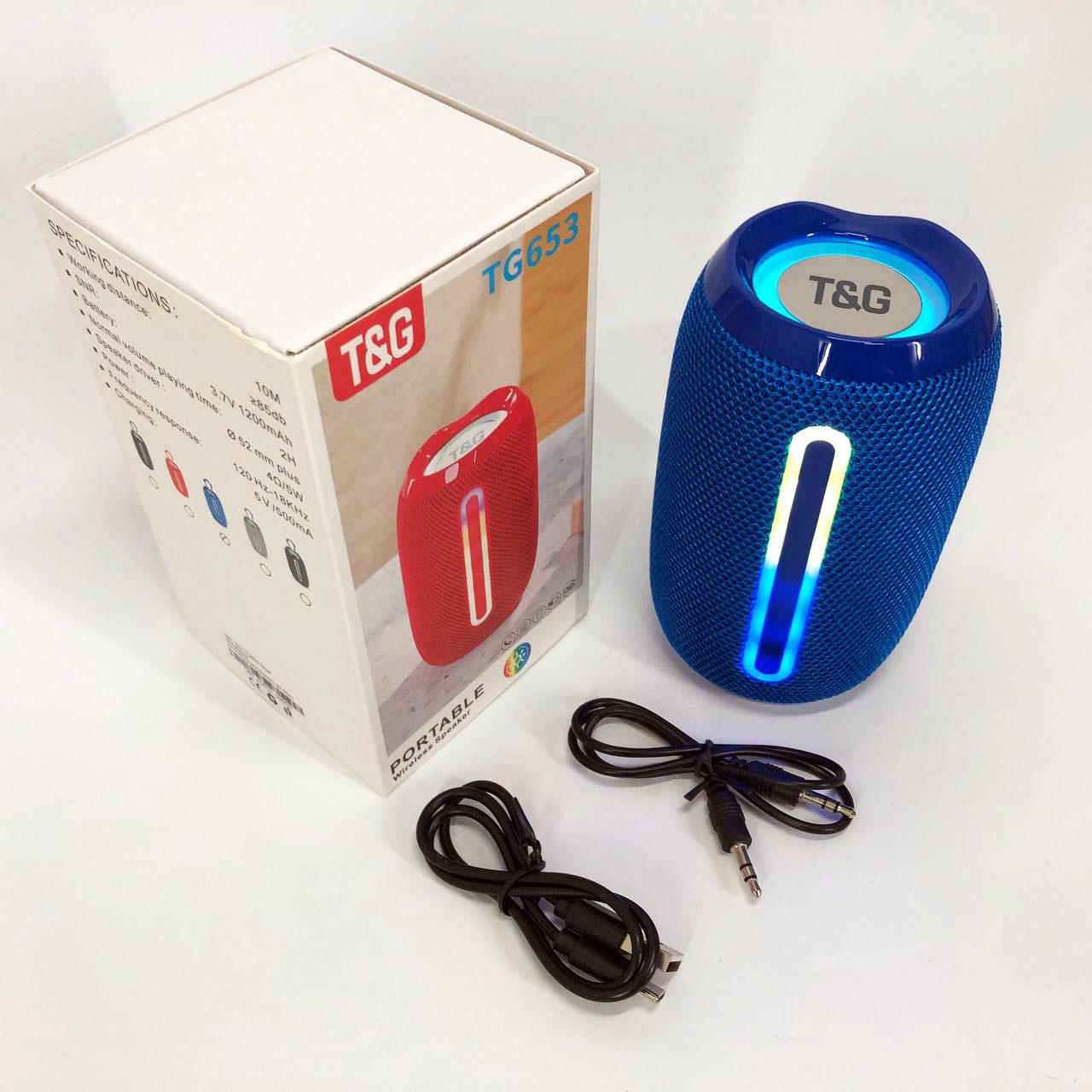 Портативна Bluetooth-колонка TG653 USB з ремінцем Синій - фото 5