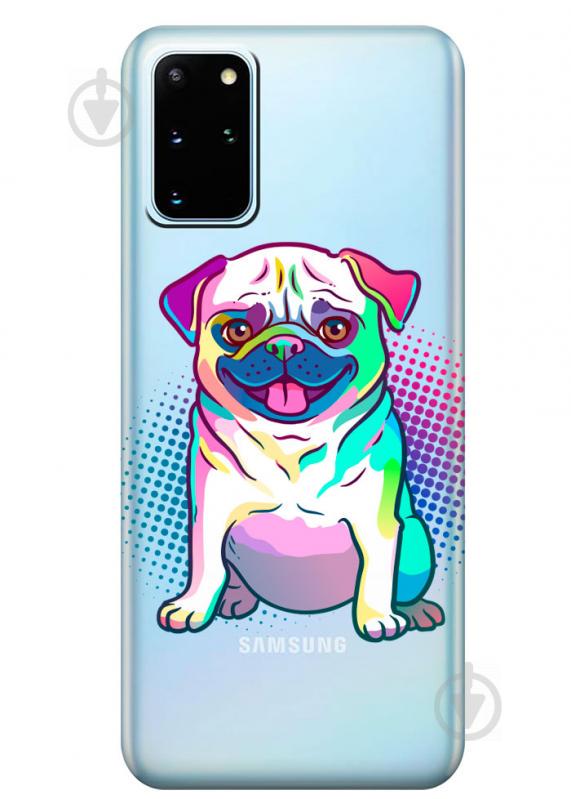 Прозрачный силиконовый чехол iSwag для Samsung Galaxy S20 Plus Мопс (M1125)