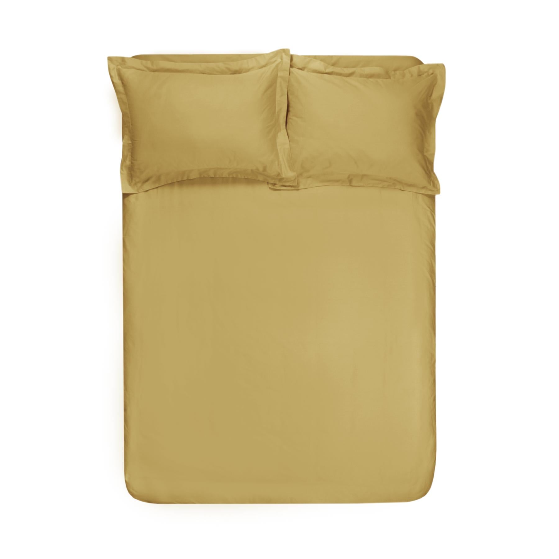 Простынь на резинке с наволочками Lotus Home Basic premium сатин 160х200 см + 50х70 см х 2 шт. Горчичный