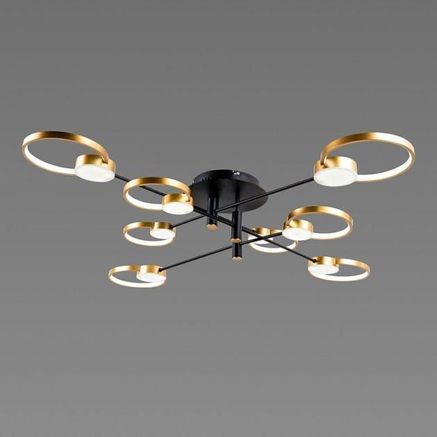 LED-люстра потолочная Sirius с восемью акриловыми плафонами 3000/6500К IP20 Ш 1312/8 80W Черный/Золотой (28685567)