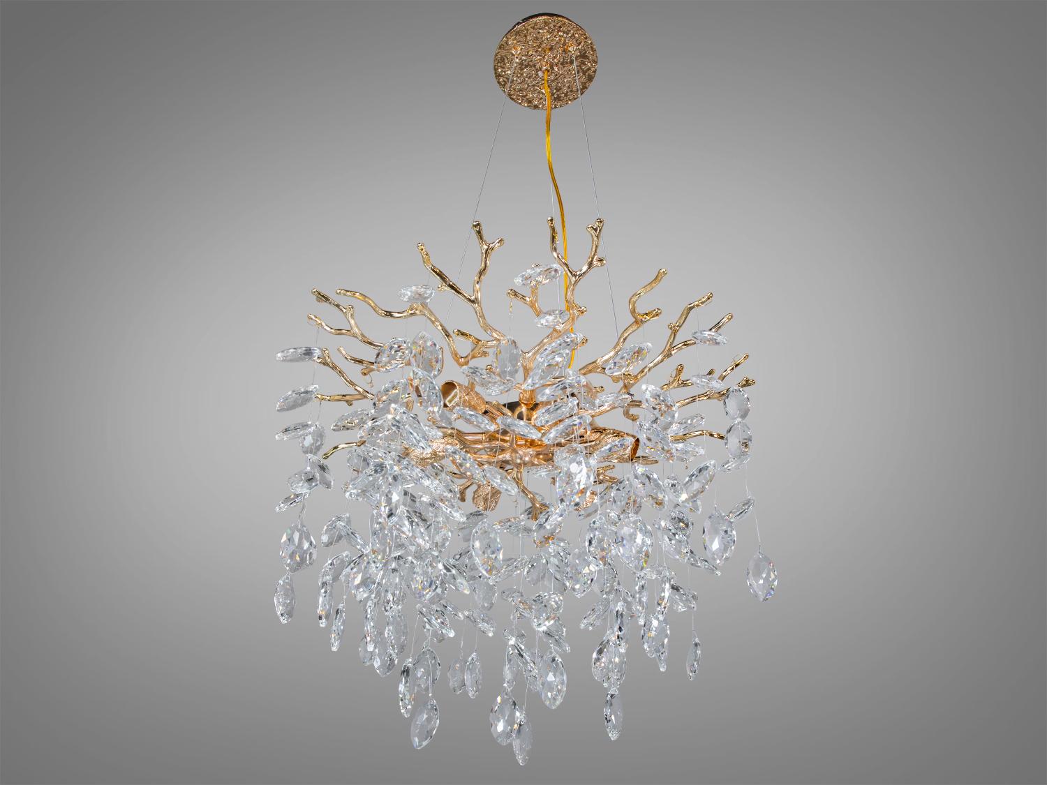 Люстра підвісна Гліцинія кришталь 6 ламп Золотий (608-460G)