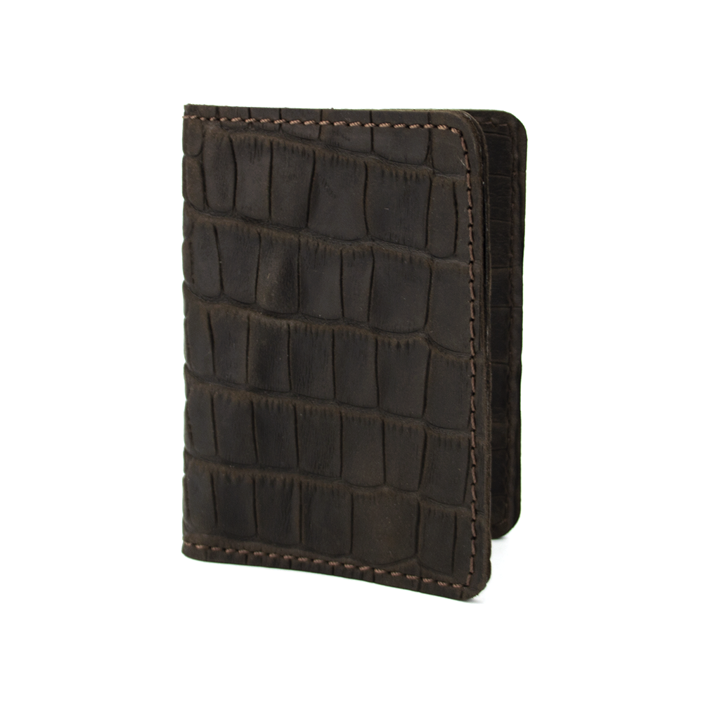 Обложка на ID паспорт/права кожаная HandyCover Амелия 04 Крокодил Коричневый