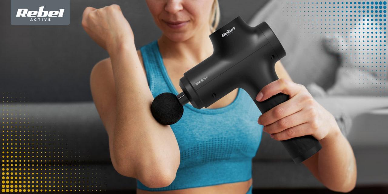 Масажний пістолет Rebel ACTIVE 60 Вт LED-індикатор і 8 насадок АКБ 1800 мАг і кейс - фото 7 Масажний пістолет Rebel ACTIVE 60 Вт LED-індикатор і 8 насадок АКБ 1800 мАг і кейс - фото 7