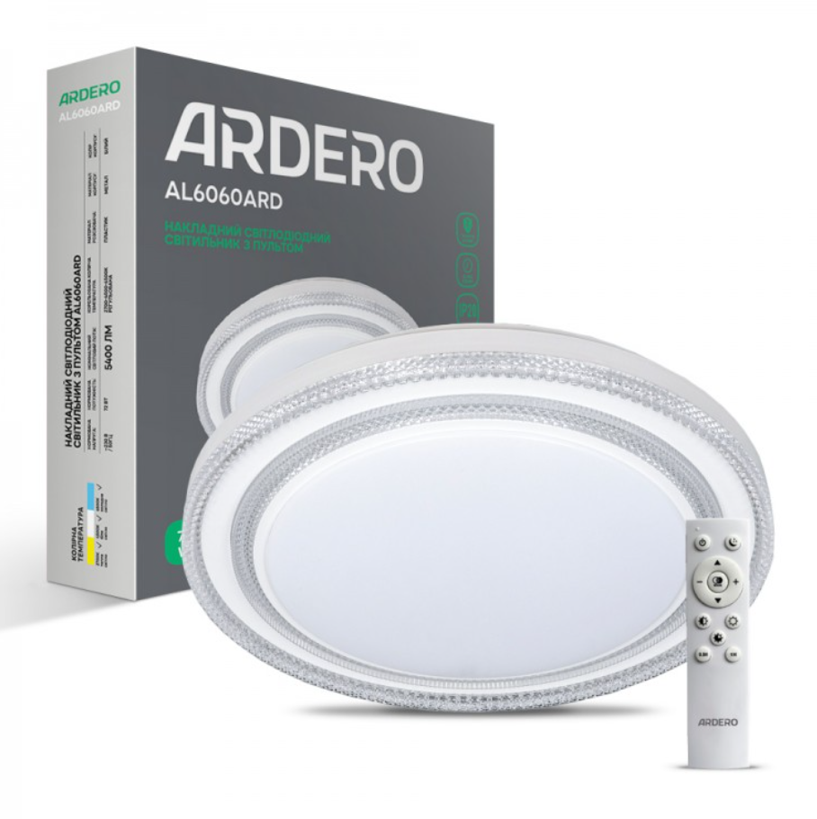 Світильник ARDERO LED AL6060ARD з пультом керування 72W Білий (80054)