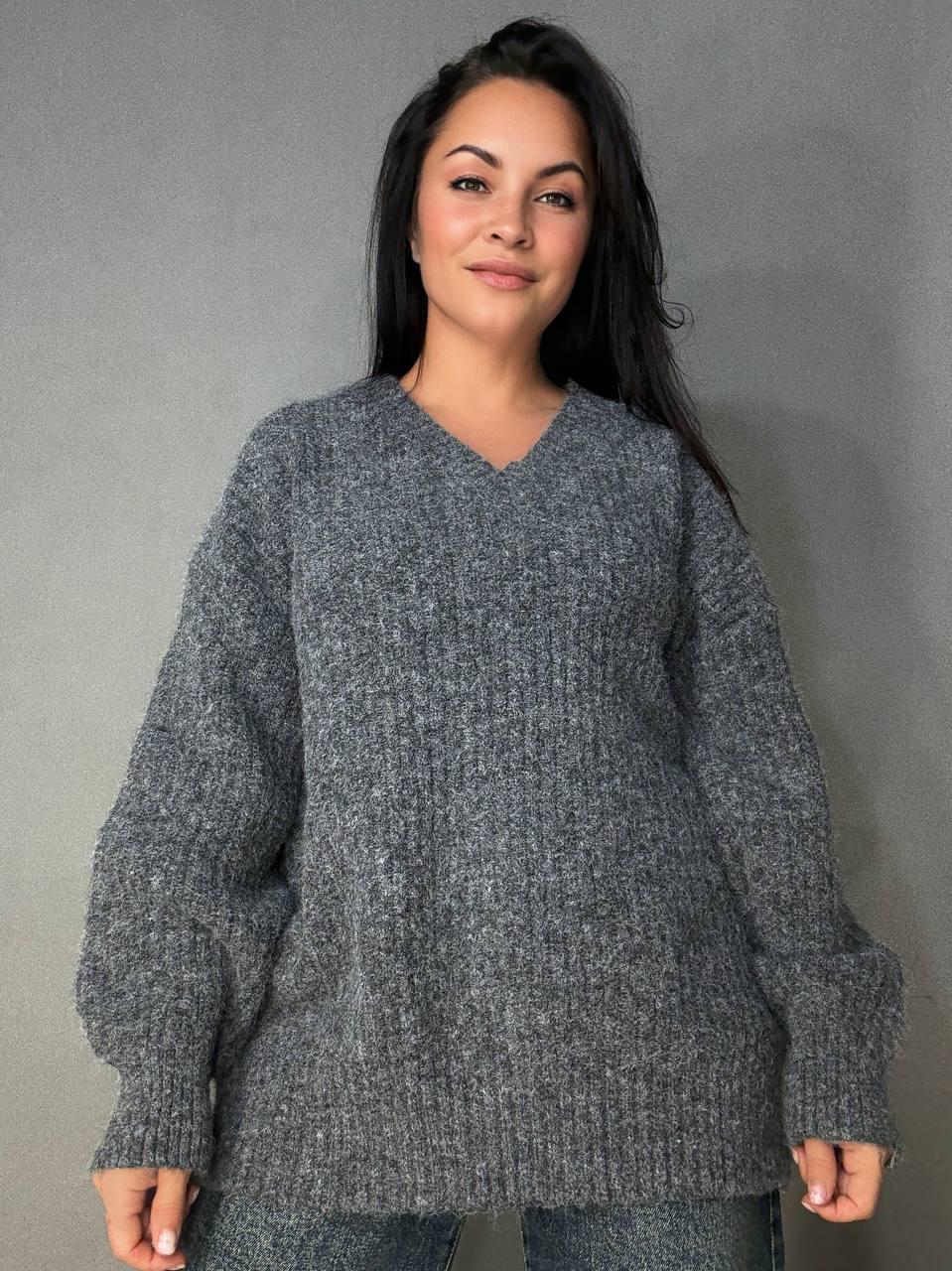Свитер женский A-N 3321 с мысом длинный крупная вязка OS Темно-серый (5971) Свитер женский A-N 3321 с мысом длинный крупная вязка OS Темно-серый (5971)