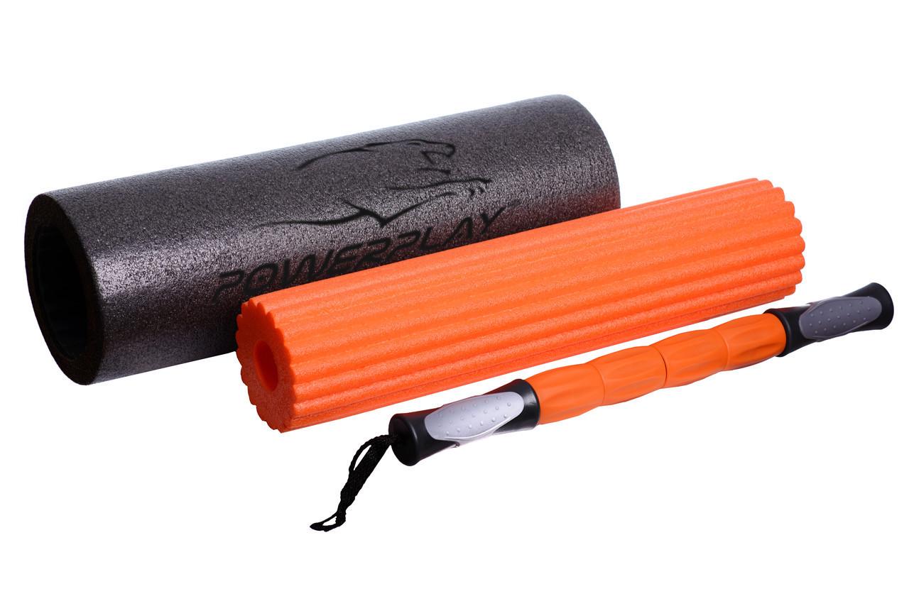 Масажний ролик PowerPlay 4022 Therapy Roller 3в1 Чорно-помаранчевий (A-011751) - фото 6