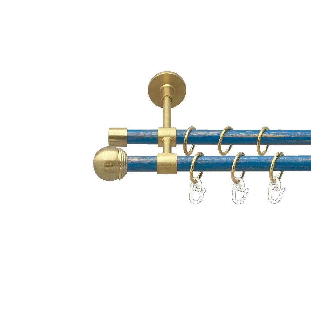 Карниз Orvit Тоді Макс металевий дворядний закритий гладка труба кільце металеве Матове - Блакить 16/16 мм 200 см Золото (00-00025097)