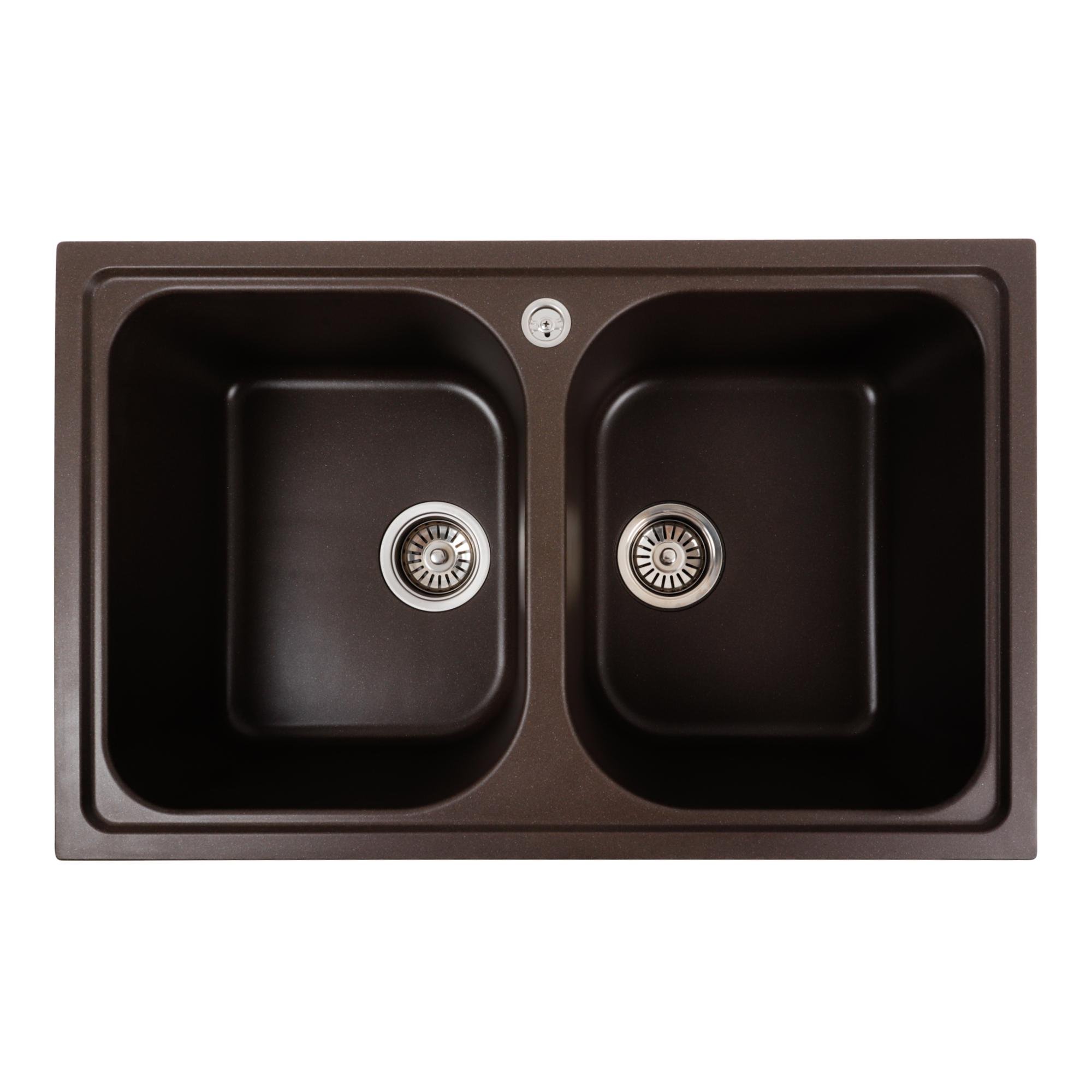 Мойка кухонная Platinum PLS-A39639 две чаши гранитная прямоугольная 785x498 мм Коричневый (25970448)
