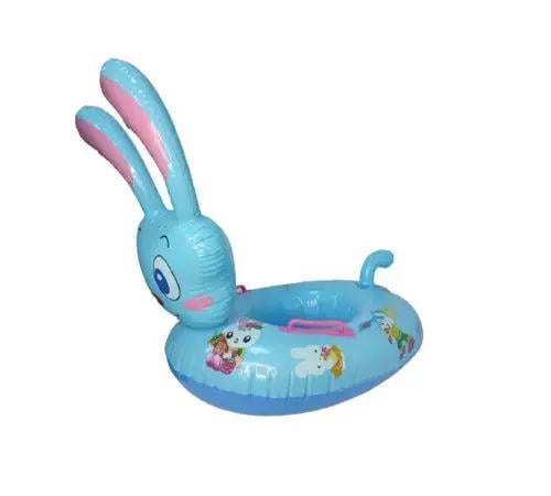 Круг надувной детский для воды Зайчик универсальный из качественного ПВХ 60х46 см Синий