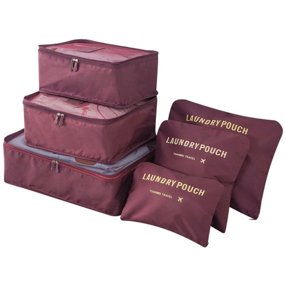 Набір органайзерів дорожніх 6 шт. Бордовий (29433512) - фото 4 Набір органайзерів дорожніх 6 шт. Бордовий (29433512) - фото 4