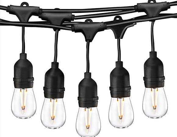 Гирлянда-ретро уличная Premium Дроп Лайт Е27 M23 IP65 влагозащищенная с LED лампами ST45 1W 2200К прозрачная колба 5,5 м (7752)