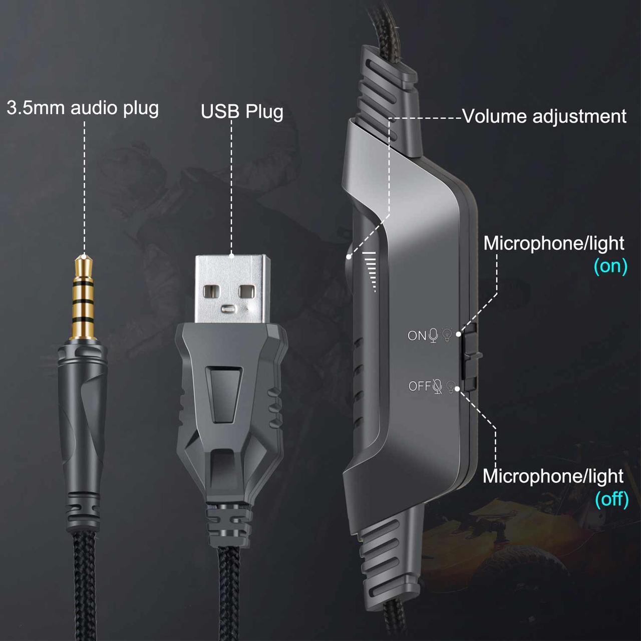 Наушники игровые ONIKUMA K6 с LED подсветкой/микрофоном проводные Синий - фото 8 Наушники игровые ONIKUMA K6 с LED подсветкой/микрофоном проводные Синий - фото 8