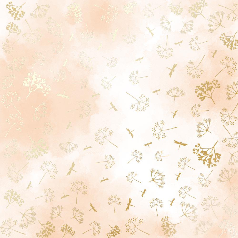 Лист бумаги односторонний Golden Dill с фольгированием 30,5х30,5 см Beige/Watercolor