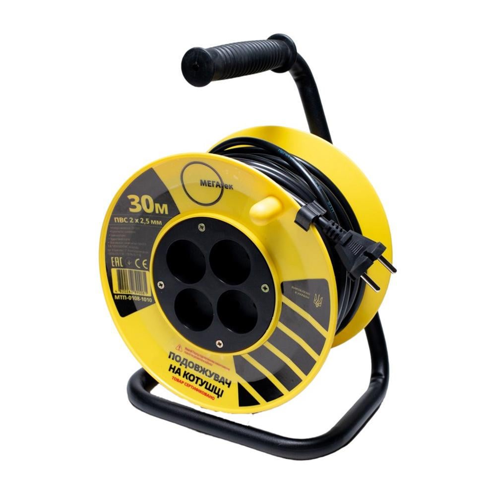 Подовжувач на котушці МЕГАтек ПВС 30 м/2х2,5 мм (24757532) - фото 1