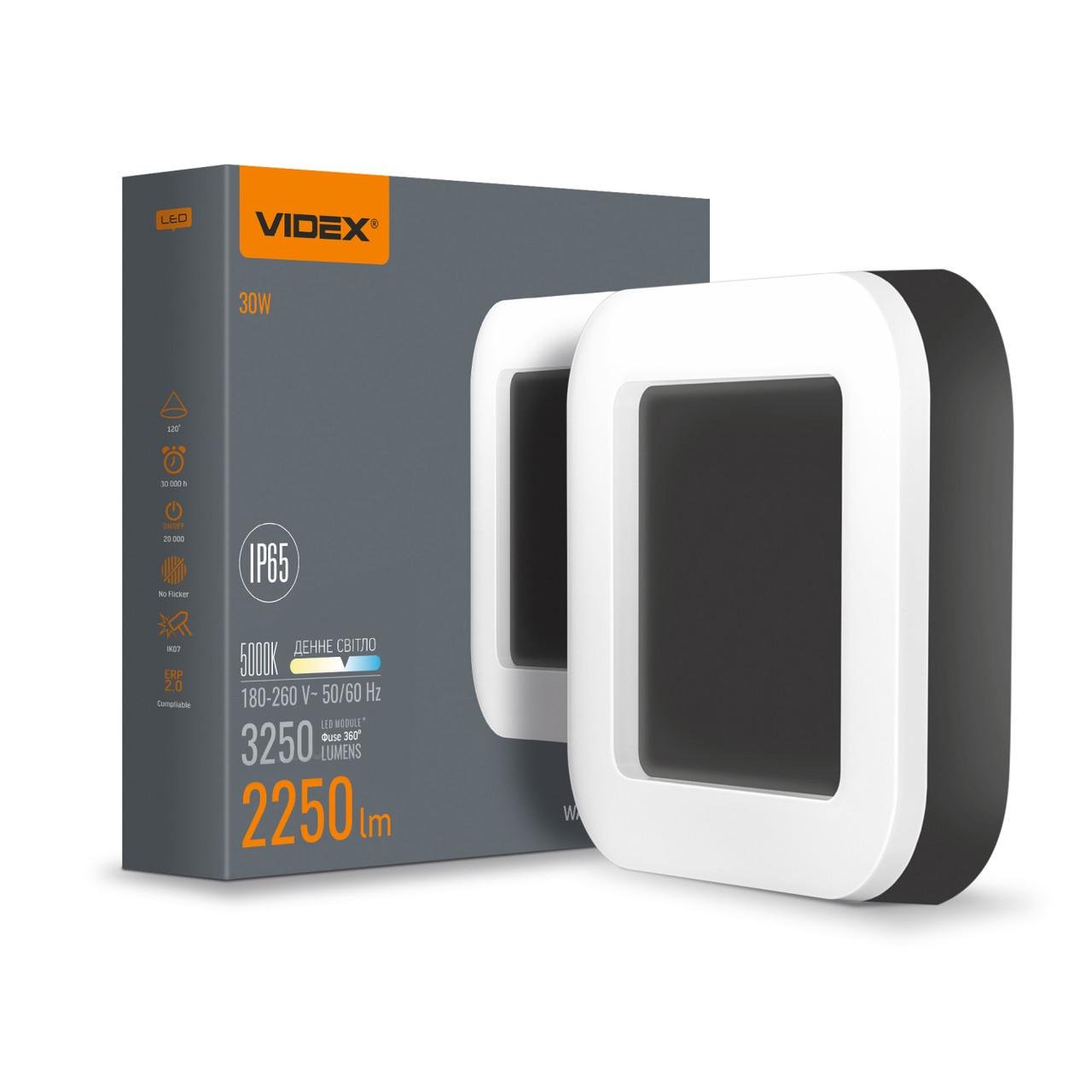 Світильник накладний Videx LED 30W 5000K IP65 Чорний (30832751)