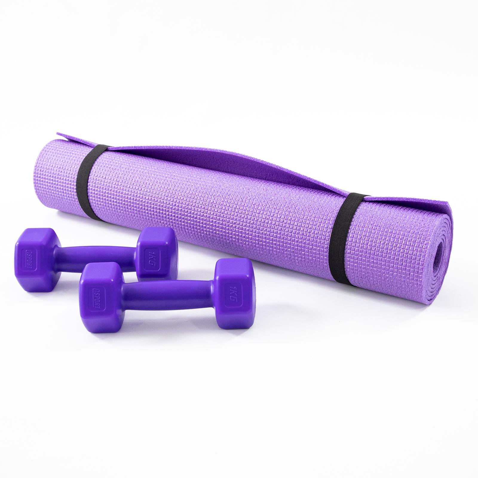 Килимок для йоги та фітнесу та гантелі для фітнесу 2 шт. по 1кг Osport Set 81 Фіолетово-фіолетовий (n-0111) - фото 5 Килимок для йоги та фітнесу та гантелі для фітнесу 2 шт. по 1кг Osport Set 81 Фіолетово-фіолетовий (n-0111) - фото 5