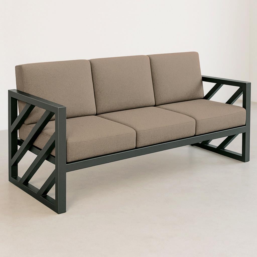 Диван металлический Tobi Sho Гранд/DV4 рогожка с подушками 6 шт. 750х1600х700 мм Бежевий/03