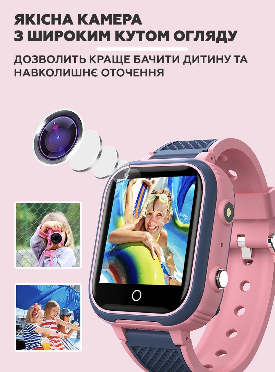Смарт-годинник дитячий Lemfo LT21 GPS відеодзвінком Рожевий 4G (26389328) - фото 8