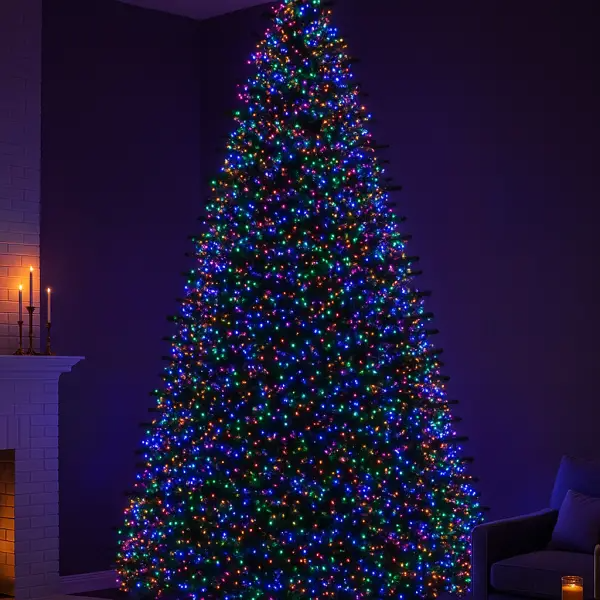 Гірлянда-нитка Роса хвойна лапа 3000 LED 100 м біла нитка Різнокольоровий - фото 1