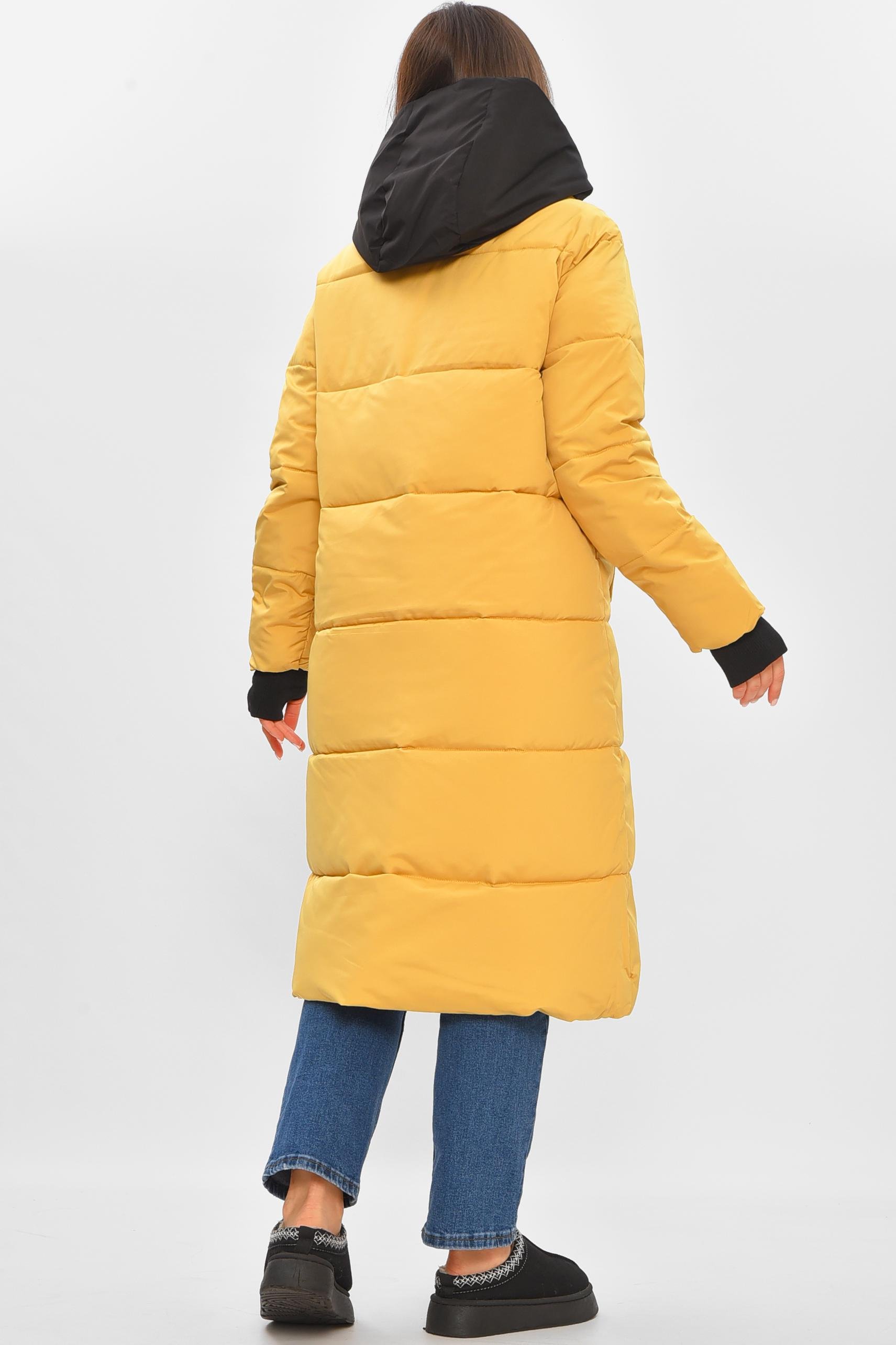 Куртка женская удлиненная зима L Горчичный (206086) - фото 3 Куртка женская удлиненная зима L Горчичный (206086) - фото 3