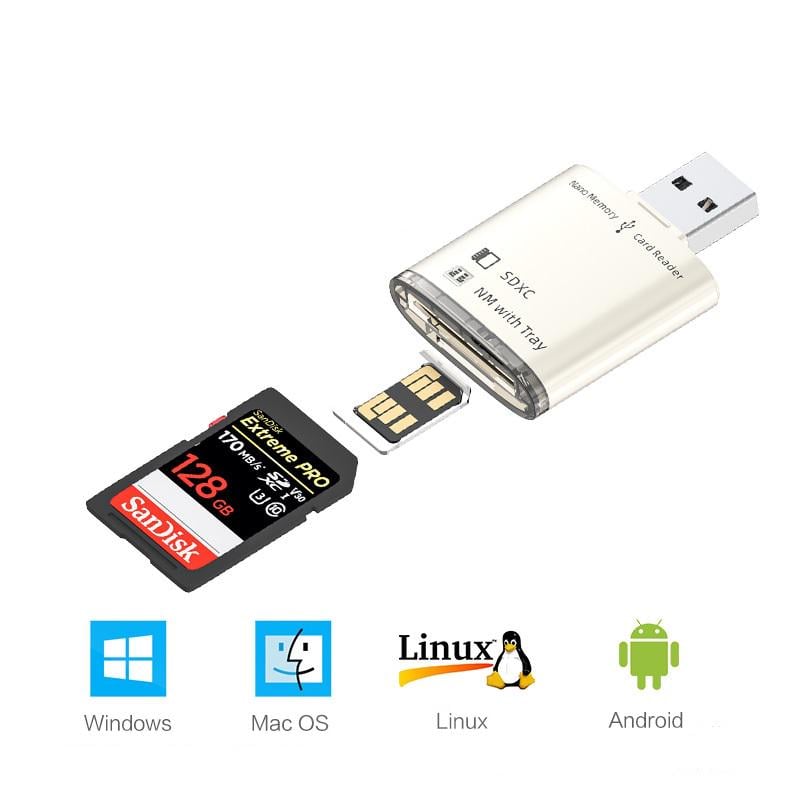 Кардридер для NM nano memory card з лотком + SDXC card - фото 7