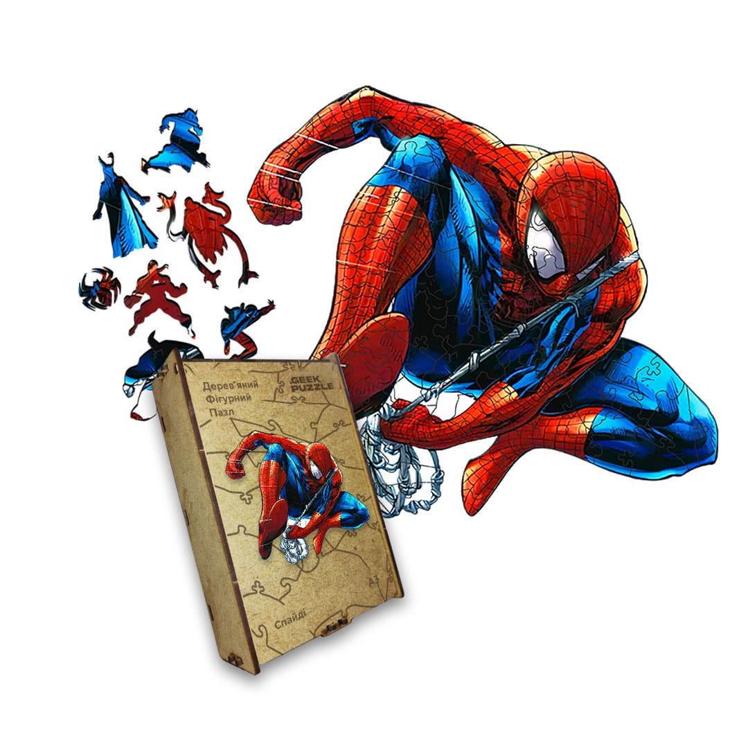 Пазл дерев'яний Спайді картонна коробка А5 35 елементів