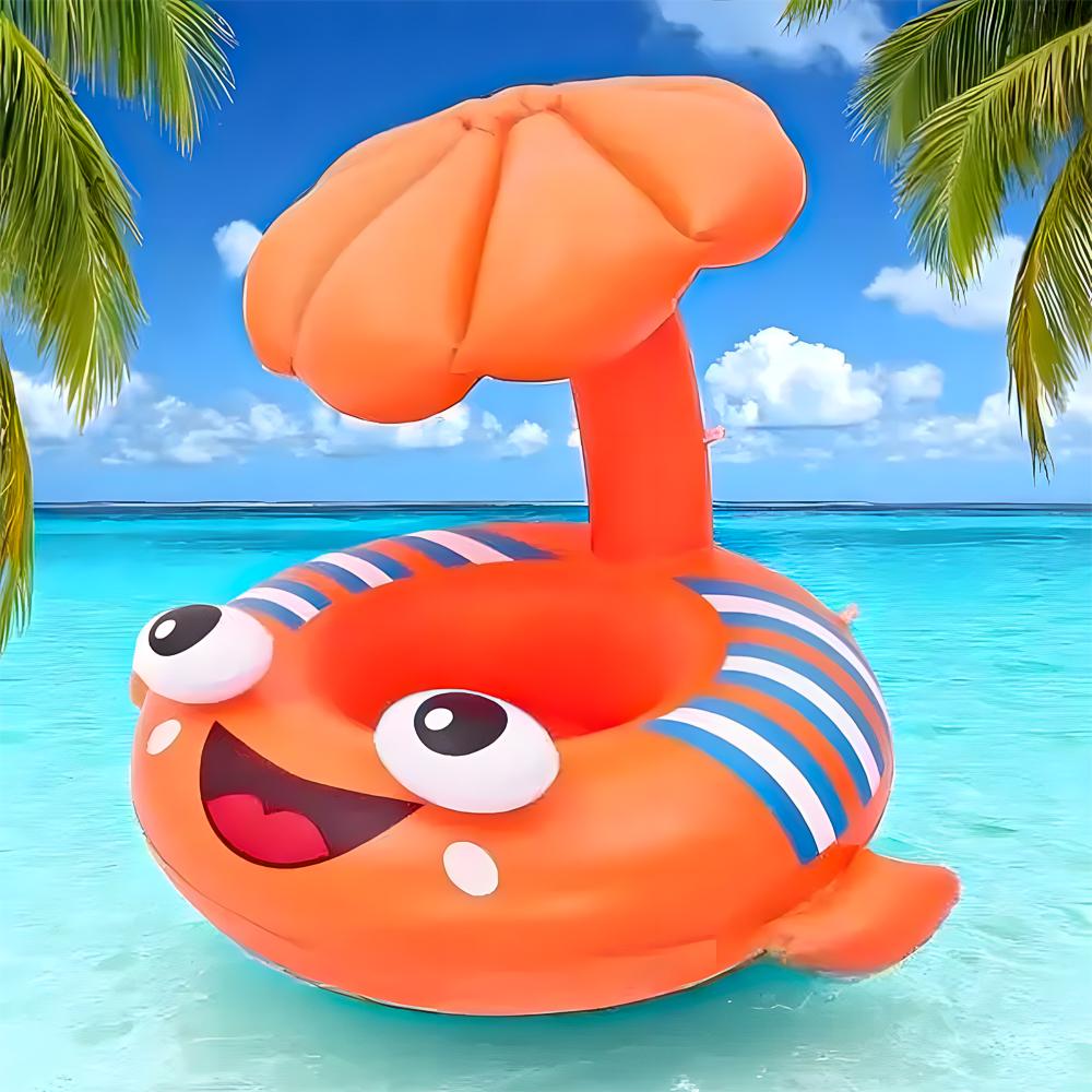 Дитячий надувний круг для плавання Рибка з навісом 80x86 см Помаранчевий (52-пом-BT-6548-2)