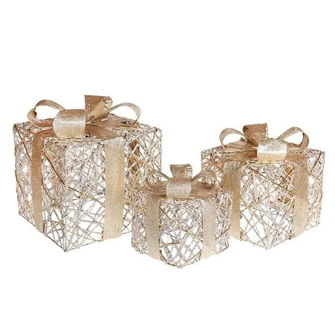 Новогодняя декорация с LED-подсветкой Flora Подарки 3 шт. (12170)