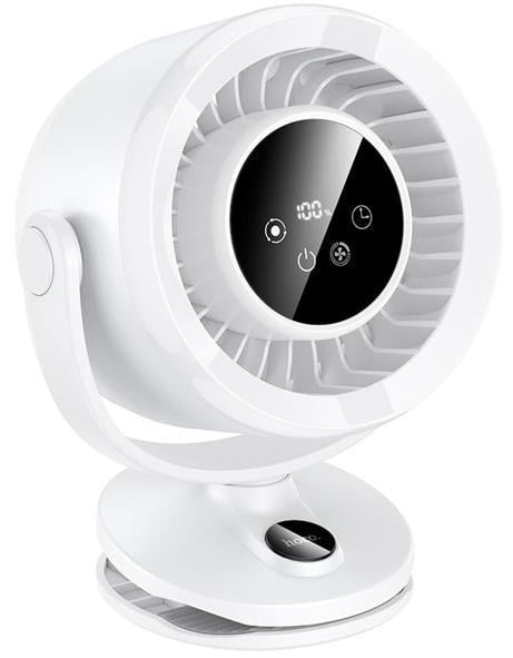 Вентилятор портативный настольный Hoco HX608 на прищепке с LED дисплеем 3600 mAh White (cf473844)