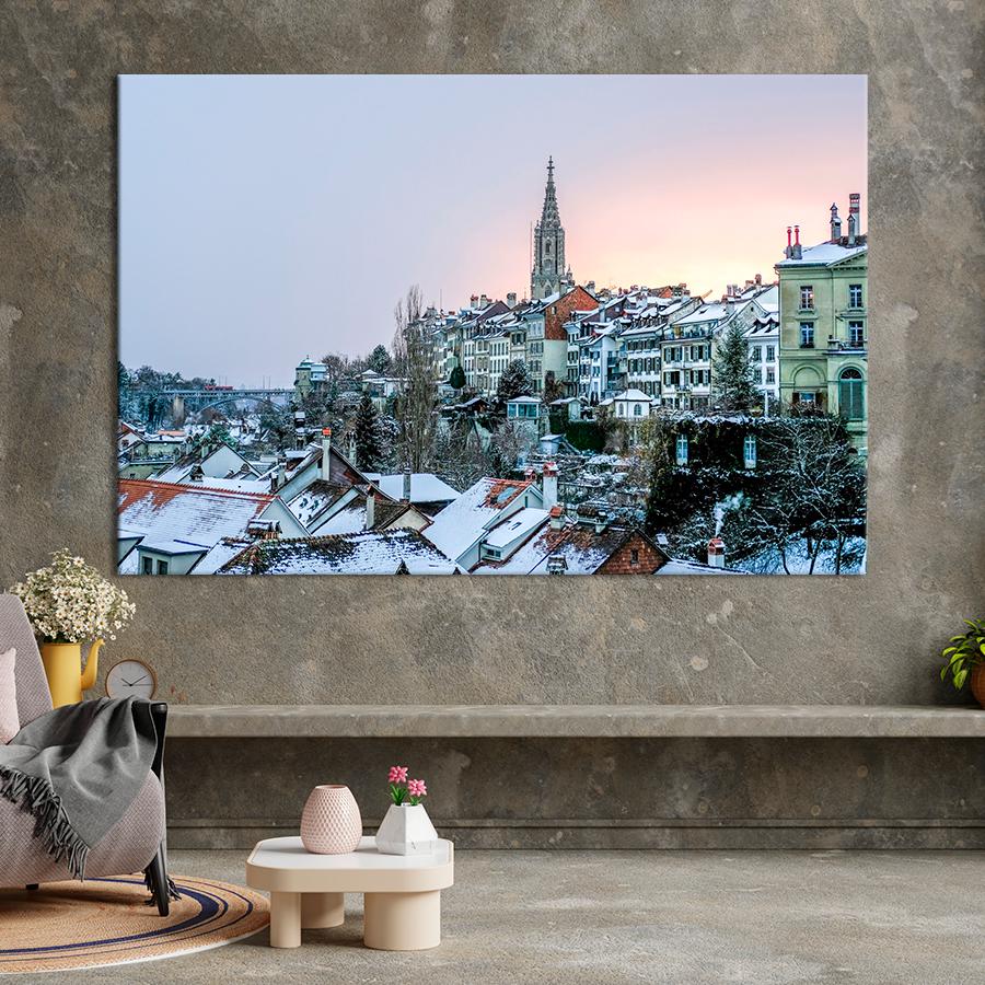 Картина город Зима в Берне 51x34 см (A598-1)