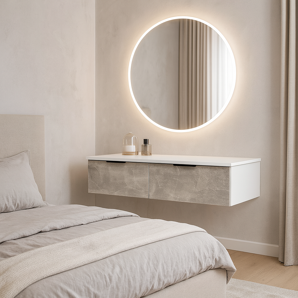 Туалетный столик ТС1 SENAM 220х1000х360 мм корпус ДСП Белый фасад ДСП Ателье Светлый