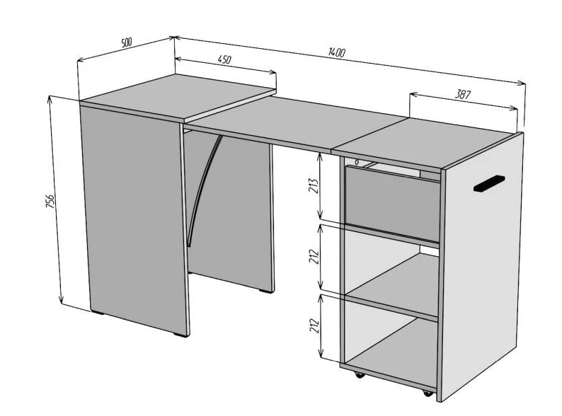 Стол-трансформер Knap Knap Hobana Ш1 140х50х75,6 см Дуб сонома - фото 4 Стол-трансформер Knap Knap Hobana Ш1 140х50х75,6 см Дуб сонома - фото 4