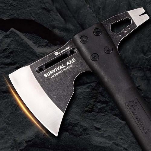 Топор многофункциональный HX OUTDOORS Survival Axe 440 Stainless Steel FT-05 Black - фото 2