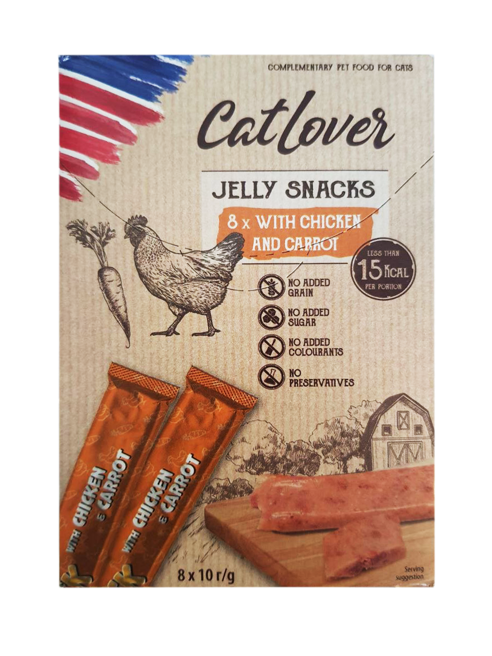 Снеки для котів CatLover JellySnack 8 шт. 10 г у вигляді желе з куркою та морквою (1004628а)