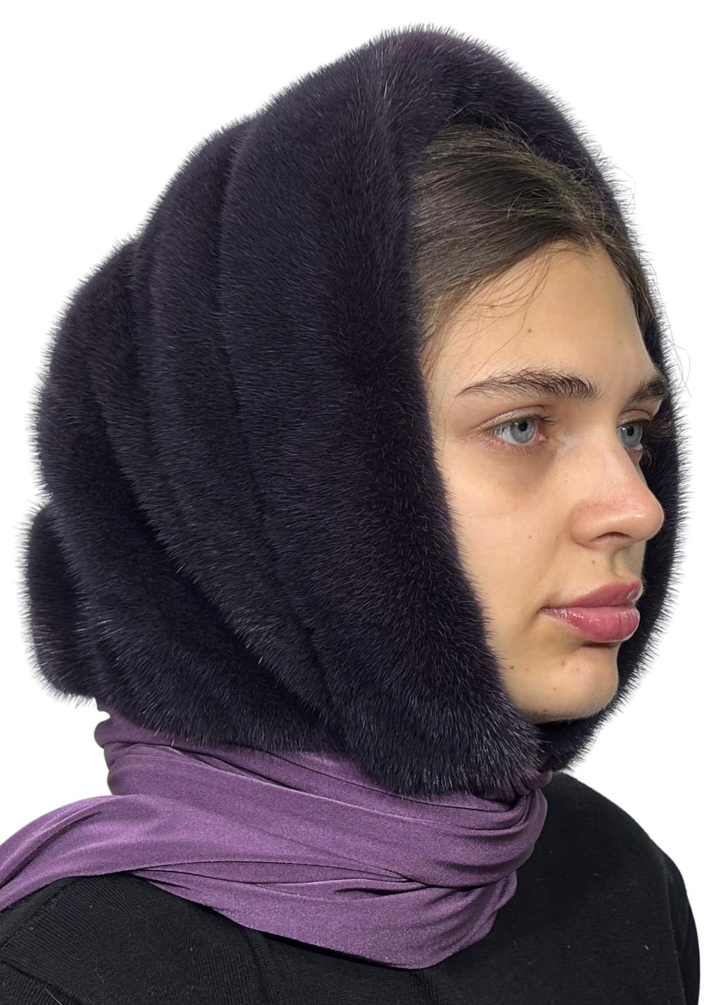 Женский платок из меха норки Меховой стиль Ракушка Чайная роза One size (002/N)