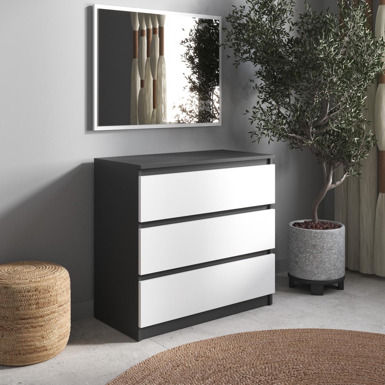 Комод з шухлядами Вайс R-3 80х40х75 см Антрацит/Білий Фасад (30395958) - фото 1 Комод з шухлядами Вайс R-3 80х40х75 см Антрацит/Білий Фасад (30395958) - фото 1