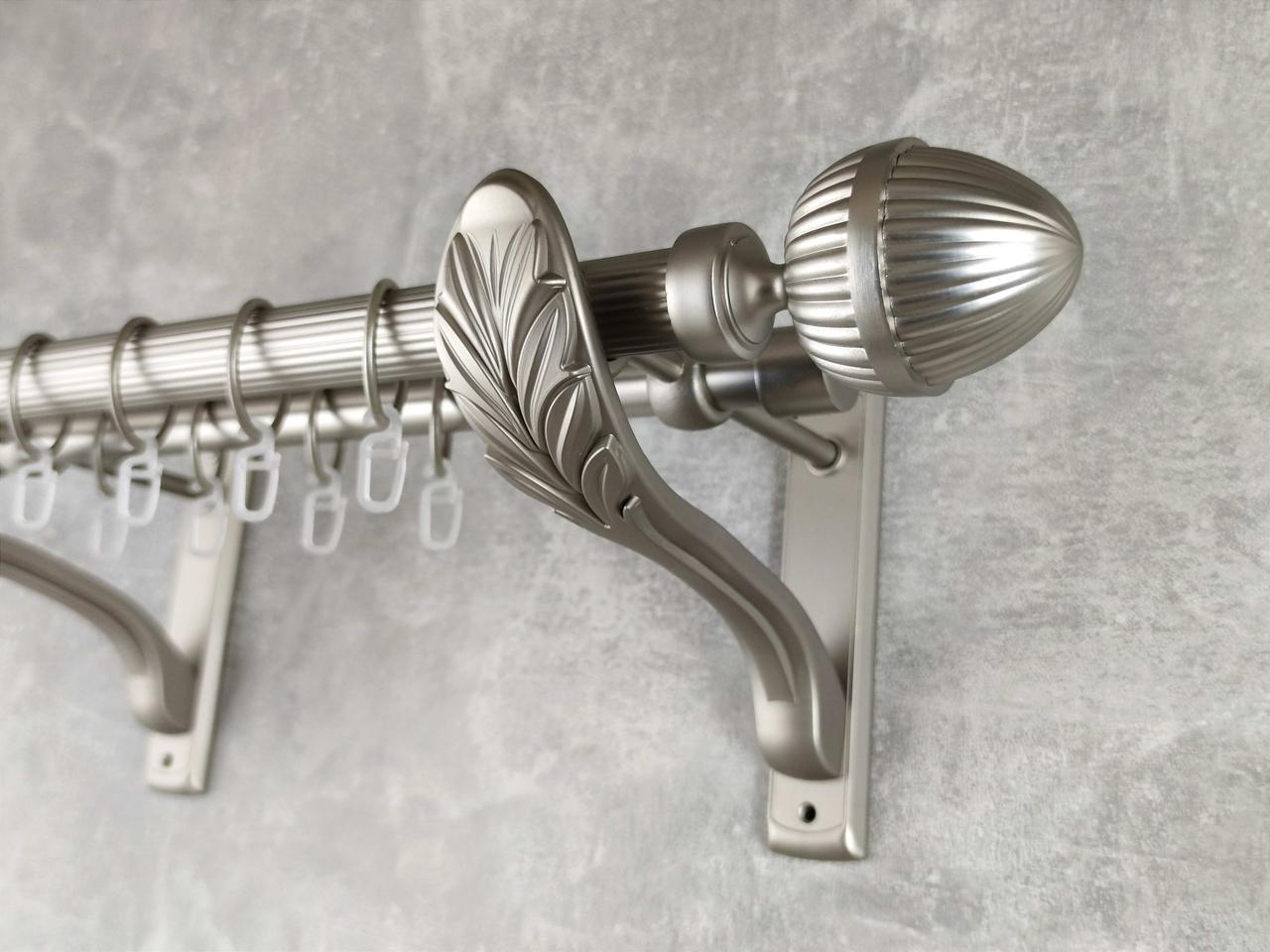 Карниз MStyle металлический для штор двухрядный Одеон 25/19 мм рифленый 240 см Сатин (5011286)