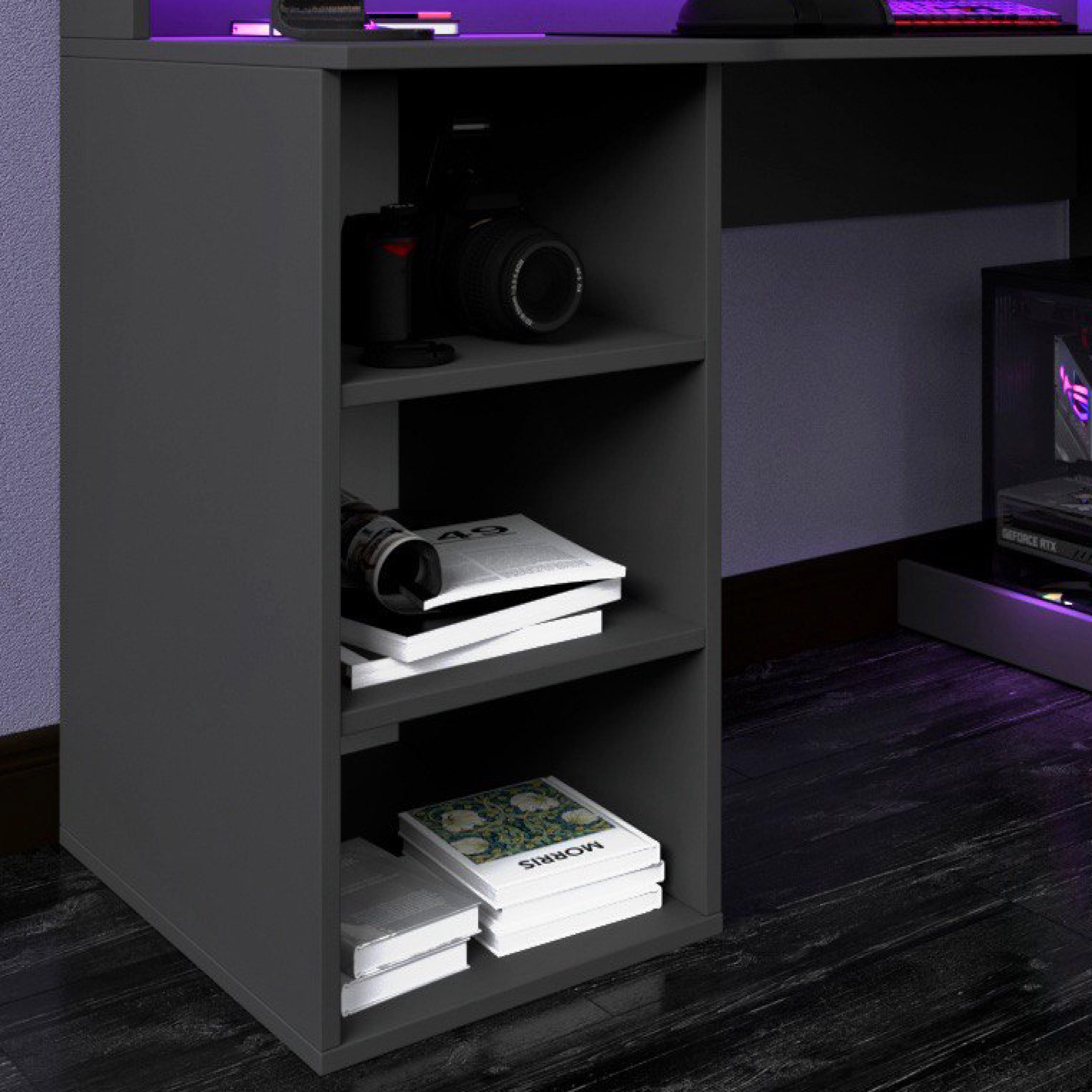 Компьютерный стол Mebellini Маршал NEW 1300х710/860х600 мм Антрацит (арт.SKEP1000-185) - фото 8