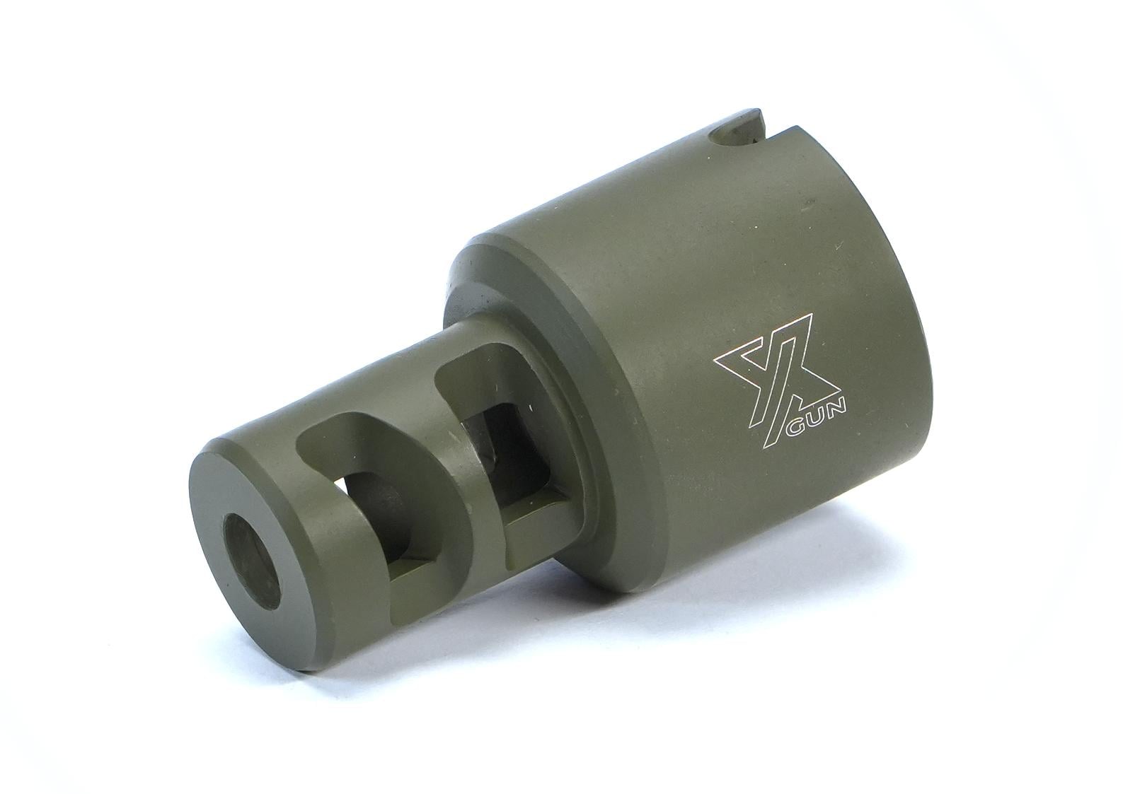 Дульне гальмо-компенсатор Xgun Impulse кал 5,45, АК74, АКСУ різьба 24х1,5 нержавіюча сталь 420 AISI Olive Дульне гальмо-компенсатор Xgun Impulse кал 5,45, АК74, АКСУ різьба 24х1,5 нержавіюча сталь 420 AISI Olive