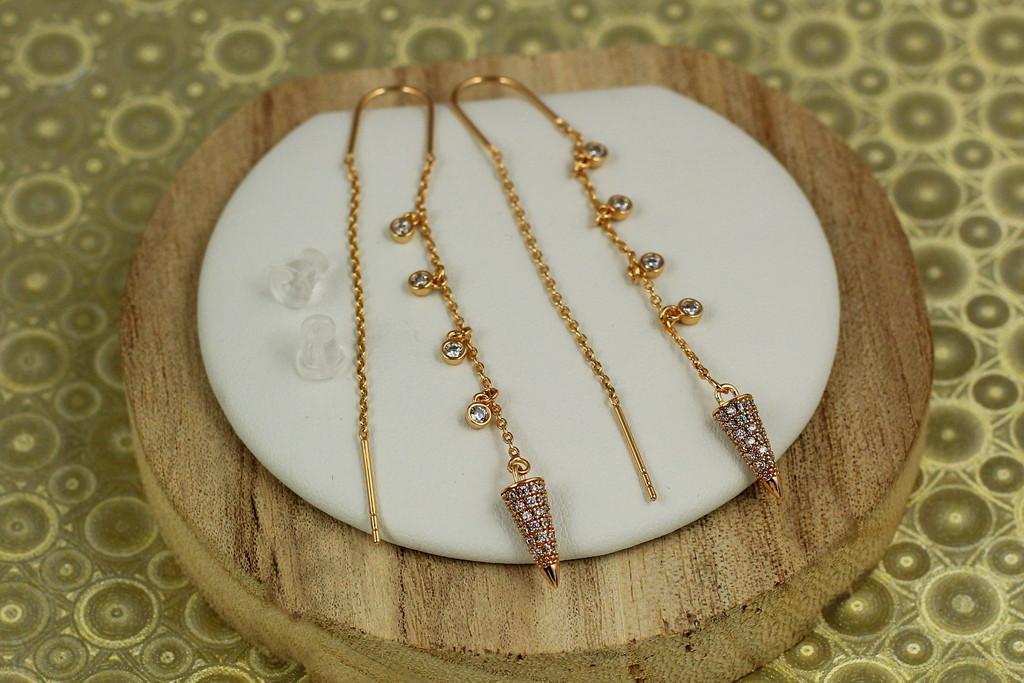 Серьги протяжки Xuping Jewelry конус 7,2 см Золотистый (2479278420)