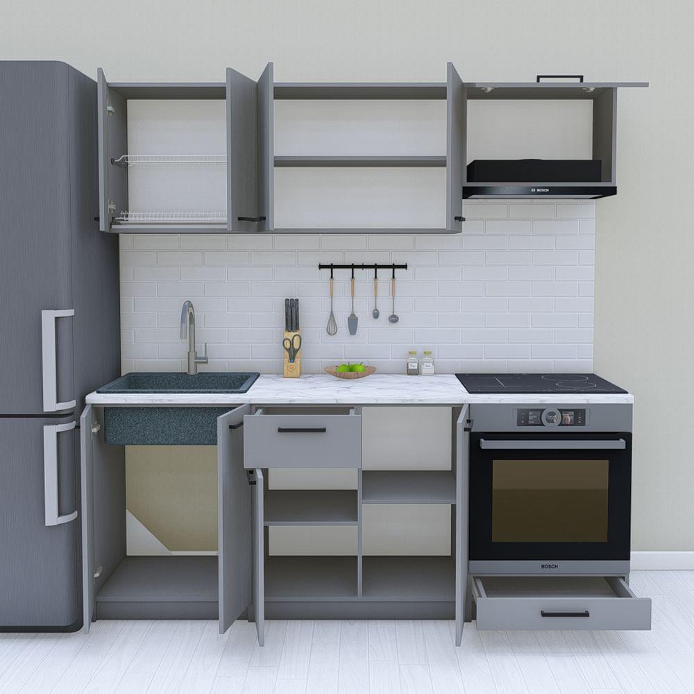 Кухня модульная готовая 2 м 200 см Антрацит (МП38а) - фото 2 Кухня модульная готовая 2 м 200 см Антрацит (МП38а) - фото 2