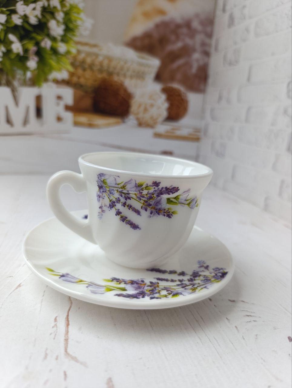 Сервиз чайный SNT Лаванда фарфор 190 мл 12 пр. Белый (15030)