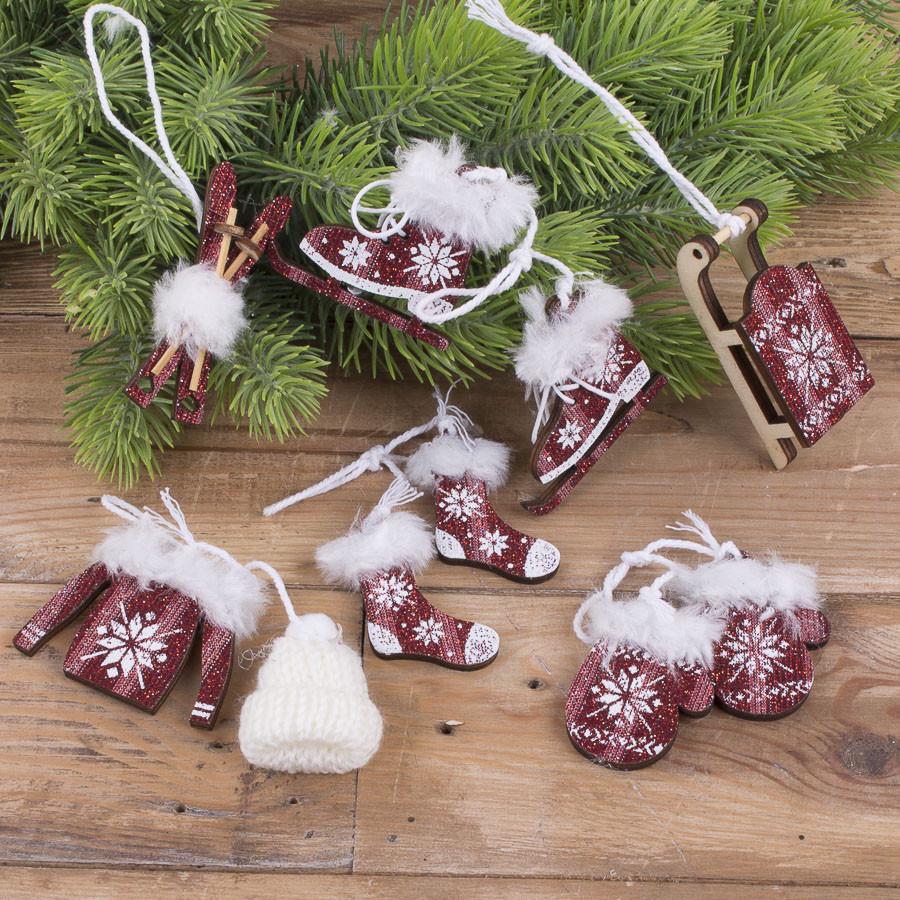 Набор Новогодний деревянный Красный (2235)