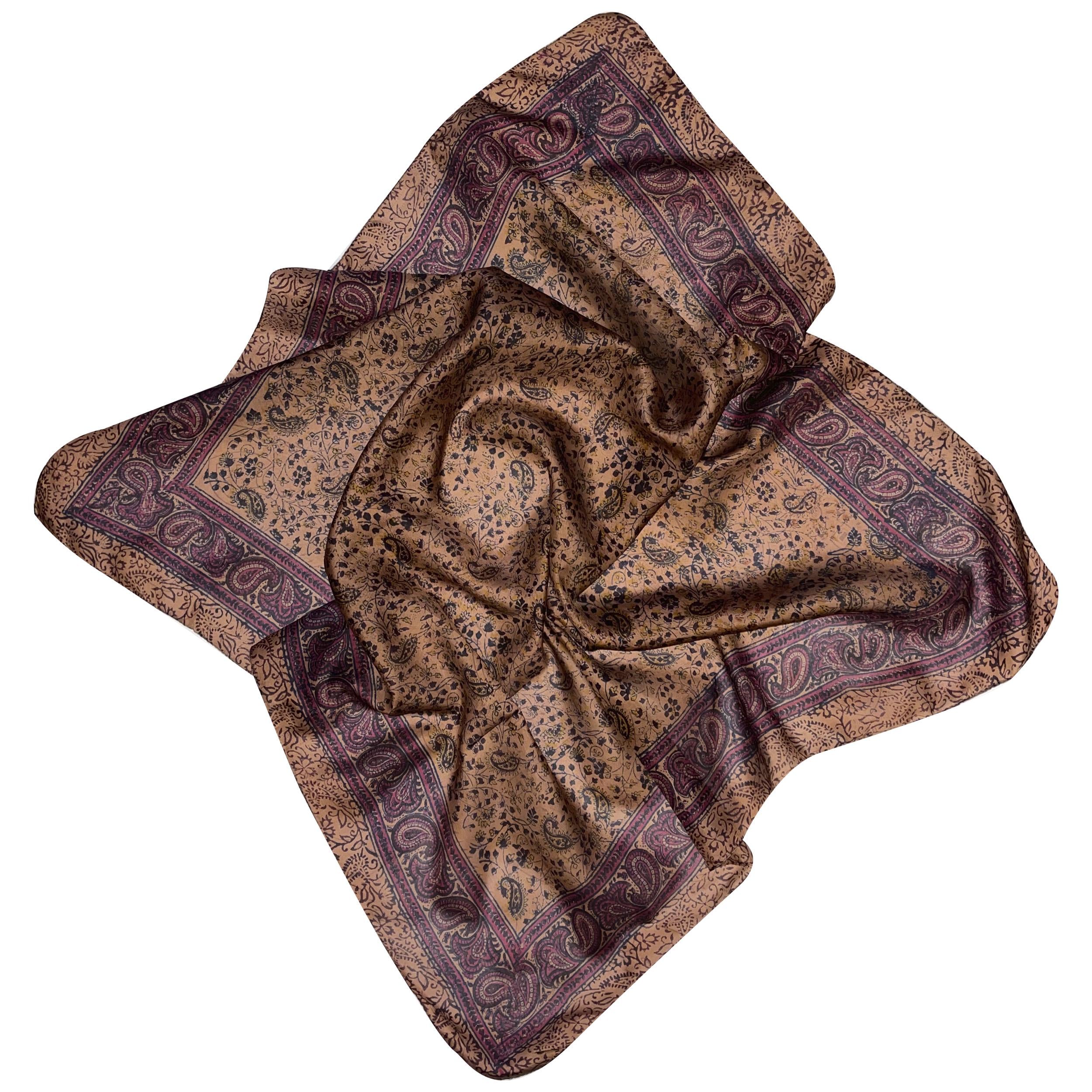 Платок шелковый Silk Route 90х90 см Светло-коричневый (1744)