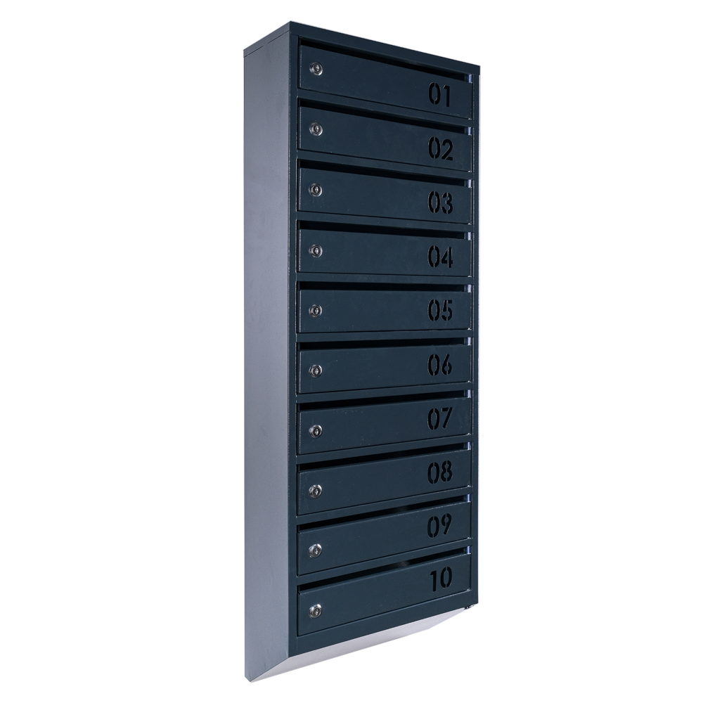 Почтовый ящик многосекционный ЯП10В 10-ячеек с замками Антрацитовый (21005330)