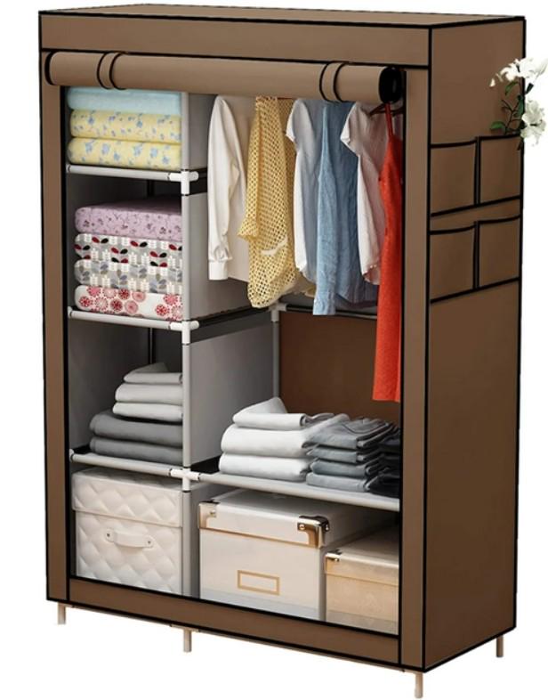 Шкаф тканевый для одежды Storage Wardrobe KM-105 106х45х170 см Коричневый (19018480) - фото 2