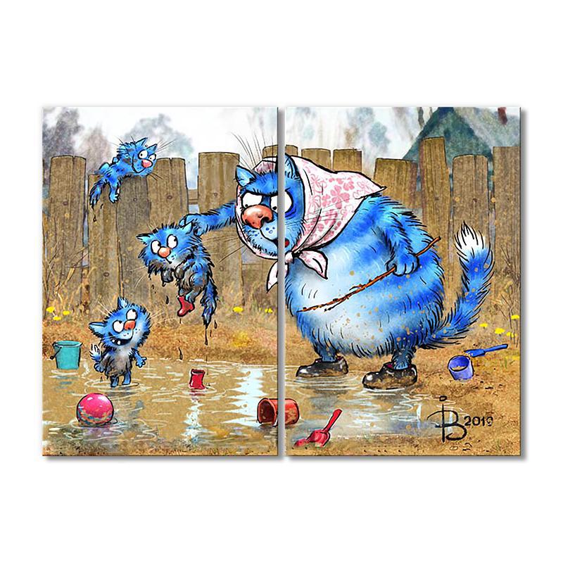 Модульная картина Три чертенка 2 модуля 50x75 см