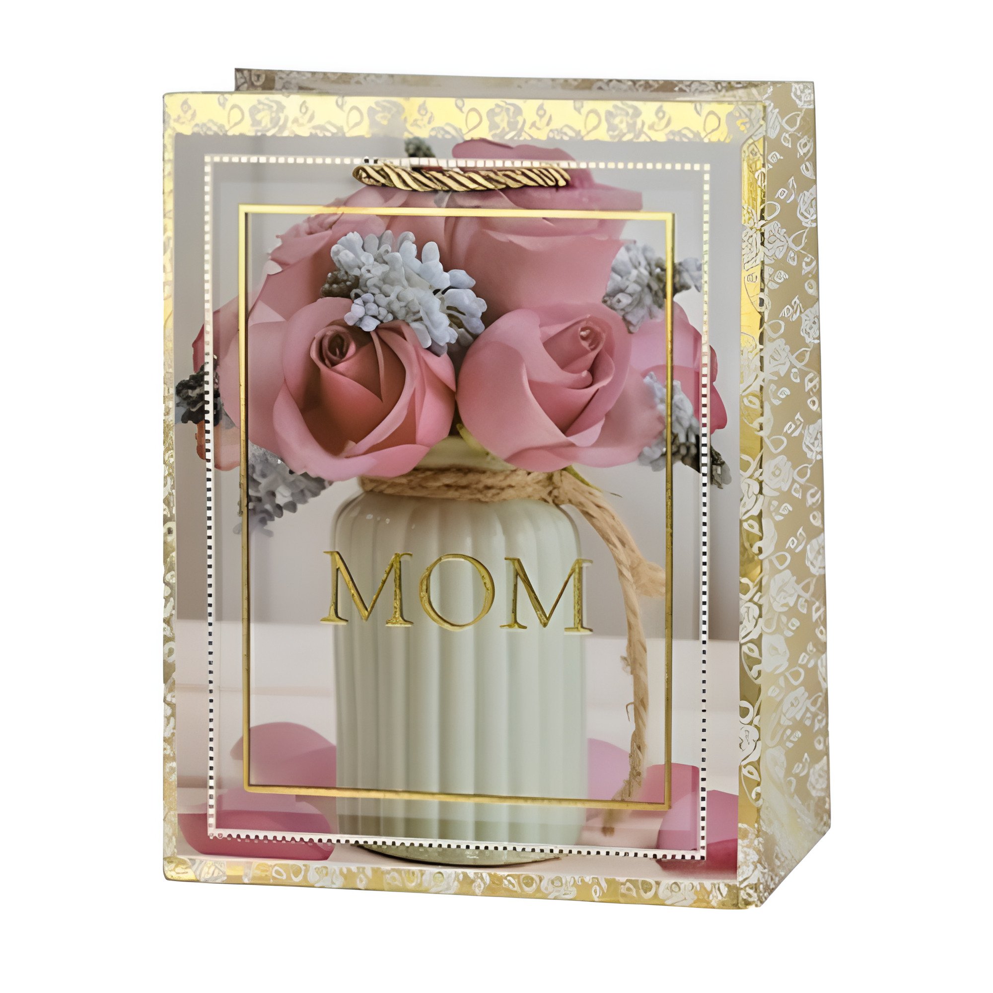 Подарочный пакет для мамы Stenson Mom №4 с ручками 18х23х8 см Разноцветный (R33180-S)